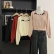 thumbnail image 3 of Suéter de punto para mujer, nueva versión coreana de otoño e invierno, dulce nicho, suelto, corto, de moda, cuello cuadrado, manga larga, ajustado, 3 of 4
