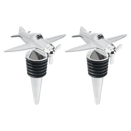 

2pcs Aircraft Shaped Red Wine Stopper Metal Champagne Bottle Stopper for Bar