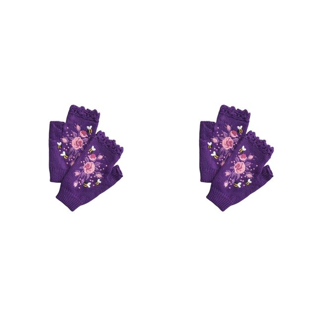 Qarigey 1 par de guantes de punto bordados para mujer invierno otoño patinaje esquí ciclismo montar flores térmicas mitones mujer señoras Type1 NO1