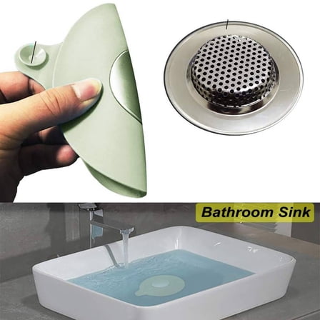 2PCS Bathtub Stopper Hair Catcher Kit, Bathtub Drain Strainer, Tub Stopper Plug Cover, Sink Filter, Silicone Drain Stopper for Bathroom, Laundry (Grey)