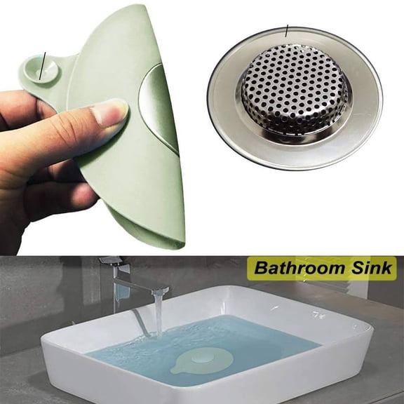 2PCS Bathtub Stopper Hair Catcher Kit, Bathtub Drain Strainer, Tub Stopper Plug Cover, Sink Filter, Silicone Drain Stopper for Bathroom, Laundry (Grey)