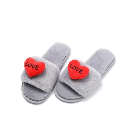 

Colisha Family Women Kid Heart Pattern Design Slip On Plush Slippers Home Indoor Sliders
