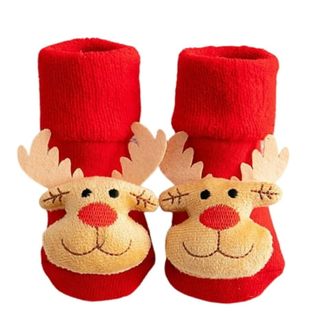 

Toddler Baby Christmas Anti-Slip Slipper Socks 3D Cartoon Pattern Foot Warmer