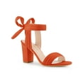 thumbnail image 1 of BLISSFUL STEP Women's Sandals Ankle Tie Back Open Toe Block Heels Orange 9, 1 of 7