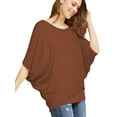 thumbnail image 3 of Made by Johnny Women's Scoop Neck Half Sleeve Batwing Dolman Top S RUST, 3 of 6