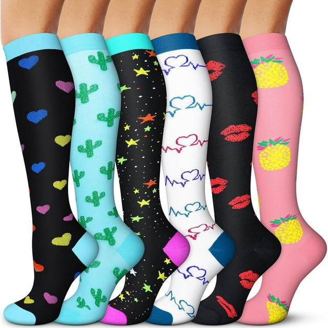 3/6 Paires de Bas de Compression pour Femmes et Hommes 15-20 mmHg - Meilleur Soutien pour Infirmières, Course, Randonnée, Récupération et Bas de Vol