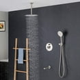 thumbnail image 3 of Kibi Circular Pressure Balanced Ceiling Mounted 3-Function Shower System with Rough In Valve, 3 of 3