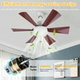 thumbnail image 3 of CARRFA 20.5" Ceiling Fans with Lights and Remote Control, Modern Ceiling Fan Light with 6 Square Reversible Blades, 3 Colors Dimmable+Ring Lights, for Kitchen Bedroom Dining Room, Brown, 3 of 10