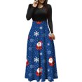 thumbnail image 1 of Robes pour Femmes 2022 Noël Col Rond Manches Longues Patchwork Imprimé Robe Longue Ligne A Robe d'Automne pour Dames, 1 of 6