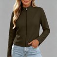 thumbnail image 2 of Ashyfjp Zip Up Jackets for Women Casual Solid Color Long Sleeve Mock Neck Lightweight Track Jacket, Size (S-XXL), 2 of 5