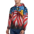 thumbnail image 2 of KLL Eagle Head With American Flag Print Mens Hoodie Long Sleeve Casual Pullover Hooded Sweatshirt Fashion Drawstring Hoodies with Pocket-Large, 2 of 6