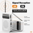 thumbnail image 5 of Portable Radio AM FM, Loud Speaker Transistor Radio with 3.5mm Headphone Jack, Personal Radio for Long Trips, Pocket Radio for Indoor,Outdoor, Emergency Use Perfect Gift for Seniors,kids -White, 5 of 7