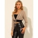 thumbnail image 2 of Allegra K Cárdigan de punto para mujer, manga larga, lazo elástico en la cintura, top de encogimiento de hombros de ganchillo transparente Caqui XL Unique Bargains Camisa, 2 of 6