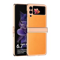 Galaxy Z Flip 3 Case 2021, Galaxy Z Flip 3 5G Case, Allytech Plating PC Frame Cover All-Inclusive Protective Folding Sleeve Case for Samsung Galaxy Z Flip 3 2021(5G), Yellow