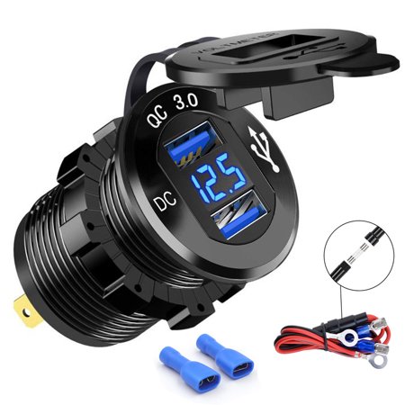 JOYWE USB 3.0 Quick Charge Socket, 12V/24V 36W Waterproof Aluminum Dual ...
