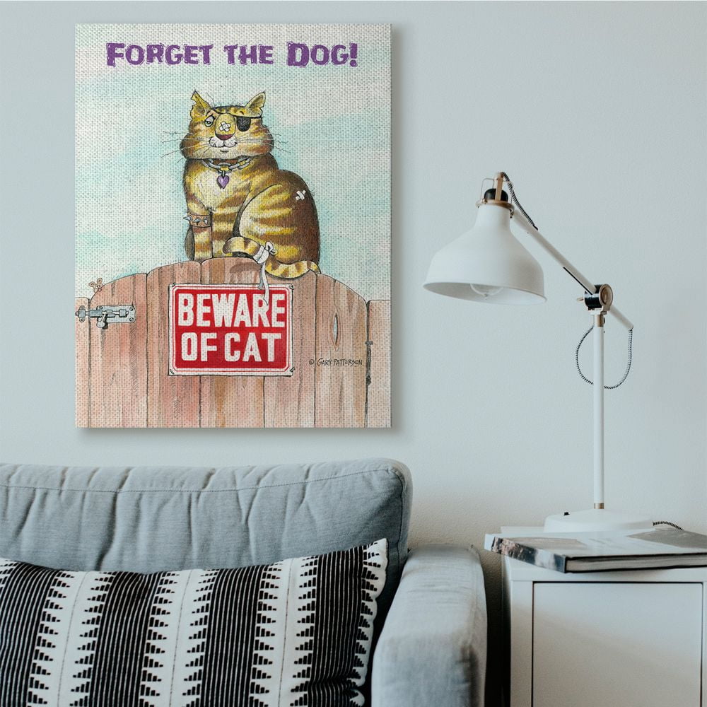 Stupell Industries Forget The Dog Funny Cat Cartoon Pet Design Canvas Wall Art by Gary Patterson