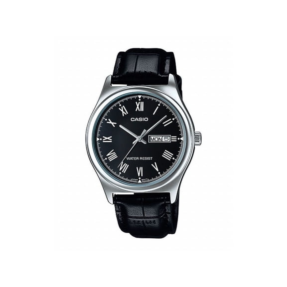 Men's Analog Quartz Black Dial Leather Watch MTPV006L-1B