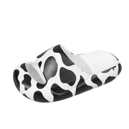 

nsendm Boot Slippers Women Fashion Summer Men s And Women s Slippers Thick Bottom Flat Cow Horse Womens Slippers S Black 9