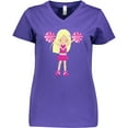 thumbnail image 3 of Inktastic Cheerleaders, Girl With Blonde Hair, Pink Uniform Women's V-Neck T-Shirt, 3 of 5