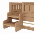 thumbnail image 7 of Bellemave Twin Bed with Trundle and Small Stairs, Twin Size Platform Bed Frame with Rail and Bookshelf, Wooden Montessori Floor Bed No Box Spring Needed,Natural, 7 of 7