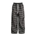 thumbnail image 7 of Edvintorg Wide Leg Pants for Women Elastic Waisted Plaid Trouser Drawstring Loose Casual Pant with Pocket Women's Clothes Black S-2XL, 7 of 7