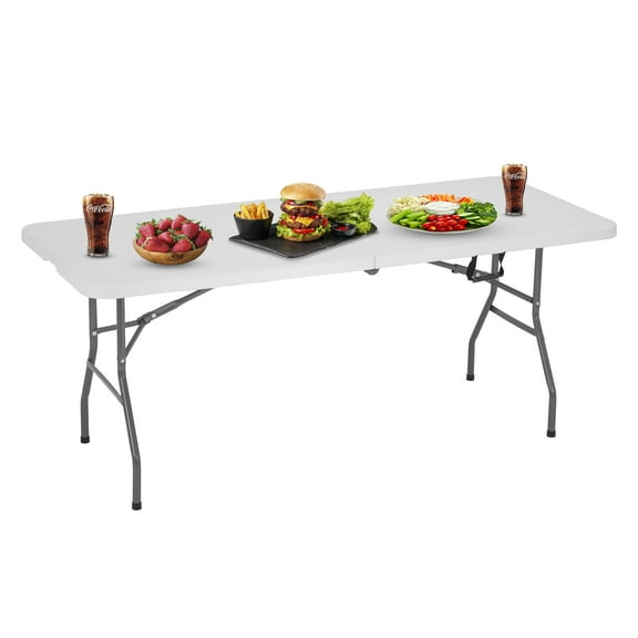 Furniture of America Sun Indoor Outdoor Folding Party Utility HDPE Table, White