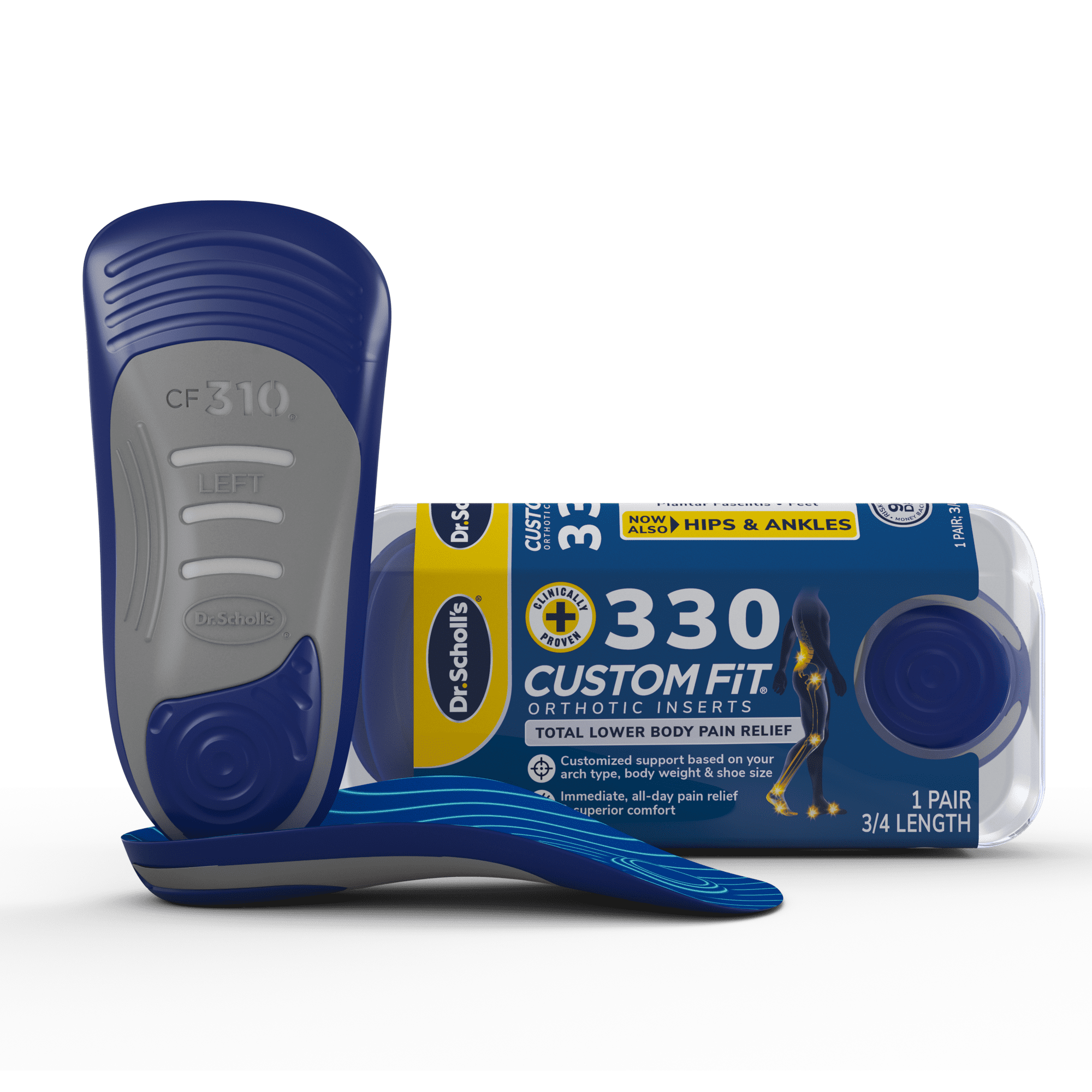 Dr. Scholl’s® Custom Fit® Foot Orthotics 3/4 Length Inserts, CF 330, All-Day Pain Relief for Feet