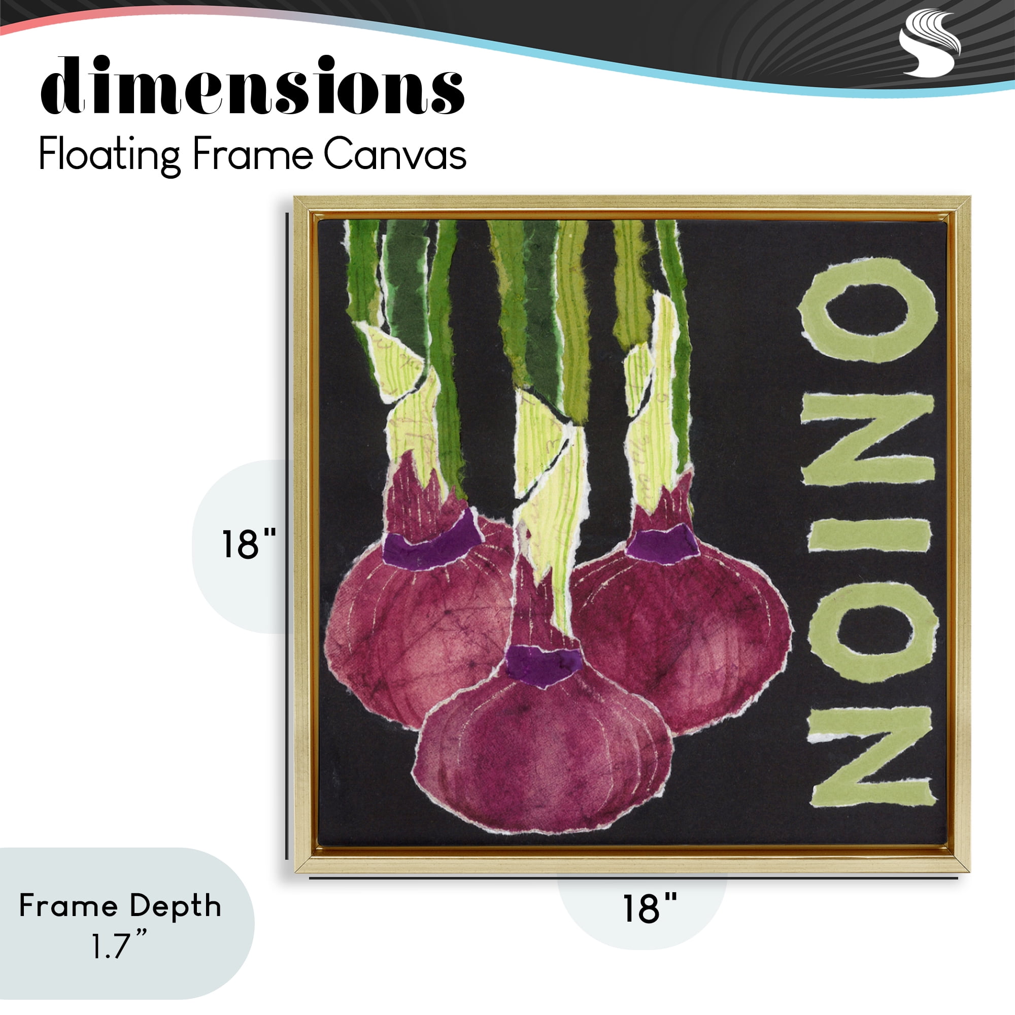 Stupell Industries Collaged Garden Onion Gold Framed Floater Canvas Wall Art, design by Nancy Overton