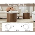 thumbnail image 4 of CIMOTA Round Wood Nesting Coffee Table Set of 2, Modern Circle Travertine End Side Table Sets for Living Room, Walnut Wooden Color/No Assembling, 4 of 14