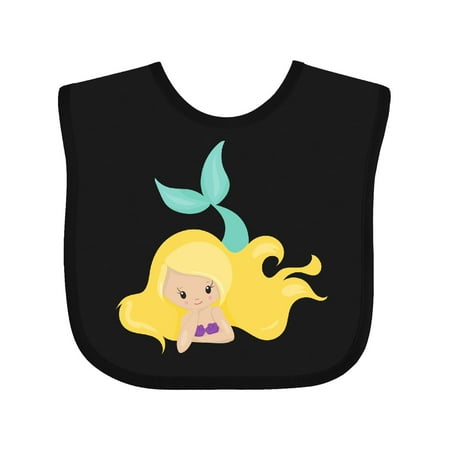 

Inktastic Cute Mermaid Little Mermaid Blonde Hair Shell Gift Baby Girl Bib