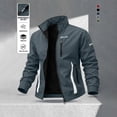 thumbnail image 5 of Wrtxtat Men's UPF 50+ Sun Protection Gym Jacket Lightweight Stand Collar Full Zip Hooded Athletic Jackets Long Sleeve Track Running Jackets Gray XL, 5 of 10