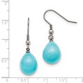 thumbnail image 3 of Stainless Steel Blue Shell Bead Polished Dangle Earrings, 3 of 3