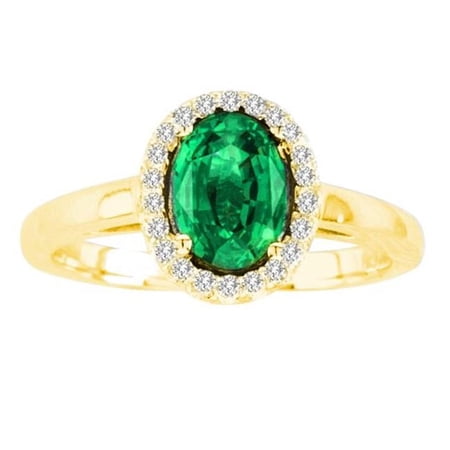 R50916-14Y-EM-75-Si-2 7 x 5 in. 14K Yellow Gold Oval Emerald SI-2 Gemstone Ring