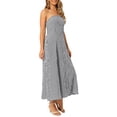 thumbnail image 4 of INSPIRE CHIC Women's Gingham Strapless Maxi Dress 2025 Casual Sleeveless Off Shoulder Smocked Beach Long Sundress S Black, 4 of 6