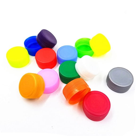 FRCOLOR 200pcs Assorted Color Plastic Bottle Caps for Kids DIY Projects Promote Creativity and Color Recognition