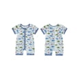 thumbnail image 2 of BemeyourBBs Newborn Baby Boy Summer Clothes 0 3 6 12 18 Months Infant Baby Fishing Outfit Romper Fish Rod Printed Short Sleeve Zip Up One Piece Jumpsuit Shorts, 2 of 9