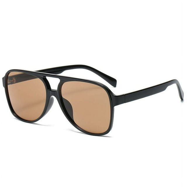 Retro Vintage 70-tals Aviator Polariserade Solglasögon Dubbelbrygga Lättviktig Båge Herr & Dam (svart/guld) röd
