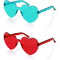 thumbnail image 1 of Paquete de 2 gafas de sol sin montura en forma de corazón para mujer, una pieza, translúcidas, 1 of 5