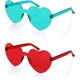 thumbnail image 1 of Paquete de 2 gafas de sol sin montura en forma de corazón para mujer, una pieza, translúcidas, 1 of 5