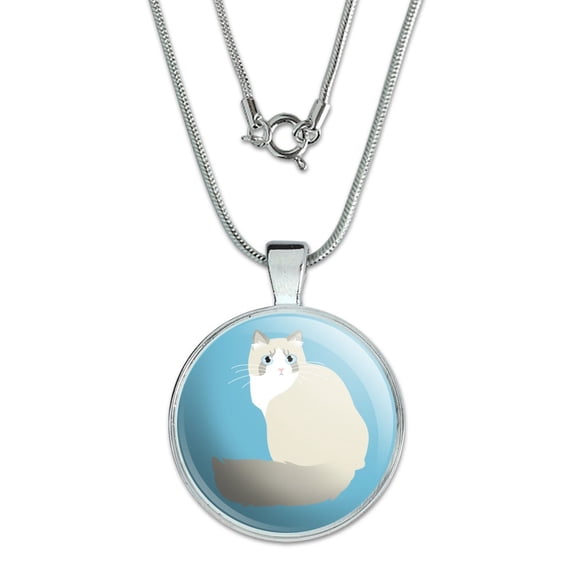 Ragdoll Cat 1" Pendant with Sterling Silver Plated Chain