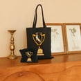 thumbnail image 2 of GOSMITH Initial Canvas Tote Bag for Women Trophy Cup 2 Pcs Cute Aesthetic Tote Bags with Zipper Black, 2 of 8