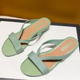 thumbnail image 2 of Xfvqtps Wedge Sandals for Women Slide Open Toe Solid Color Soft Sole Non Slip Comfortable Beach Summer PVC Slippers Green, 2 of 6