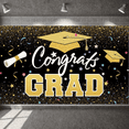 thumbnail image 5 of Gold Grad Cap Graduation Banner Colorful Stars Grad Backdrop Confetti Design Black Background Academic Background for Graduation Party College Graduation Grad Photo Shoot, 5 of 5