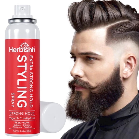 Herbishh Extra Strong Hold Styling Spray (69 g), Mini Travel Size Aerosol Mist for Fine Hair, Long Lasting & Non-Sticky, Flake-free & Quick Drying with Shine, Humidity Resistant, All Hair Types