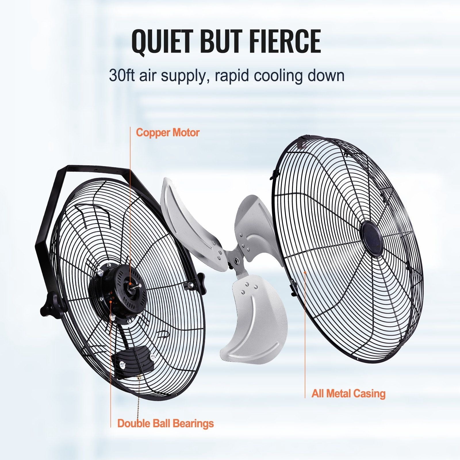 Wall Mount Fan, 2-Pack 18 Inch Industrial High Velocity Fan, Waterproof, 3 Speed Settings, Max 4000 CFM for Warehouse, Greenhouse, Workshop, Basement, Garage, Indoor Commercial and Residential Use