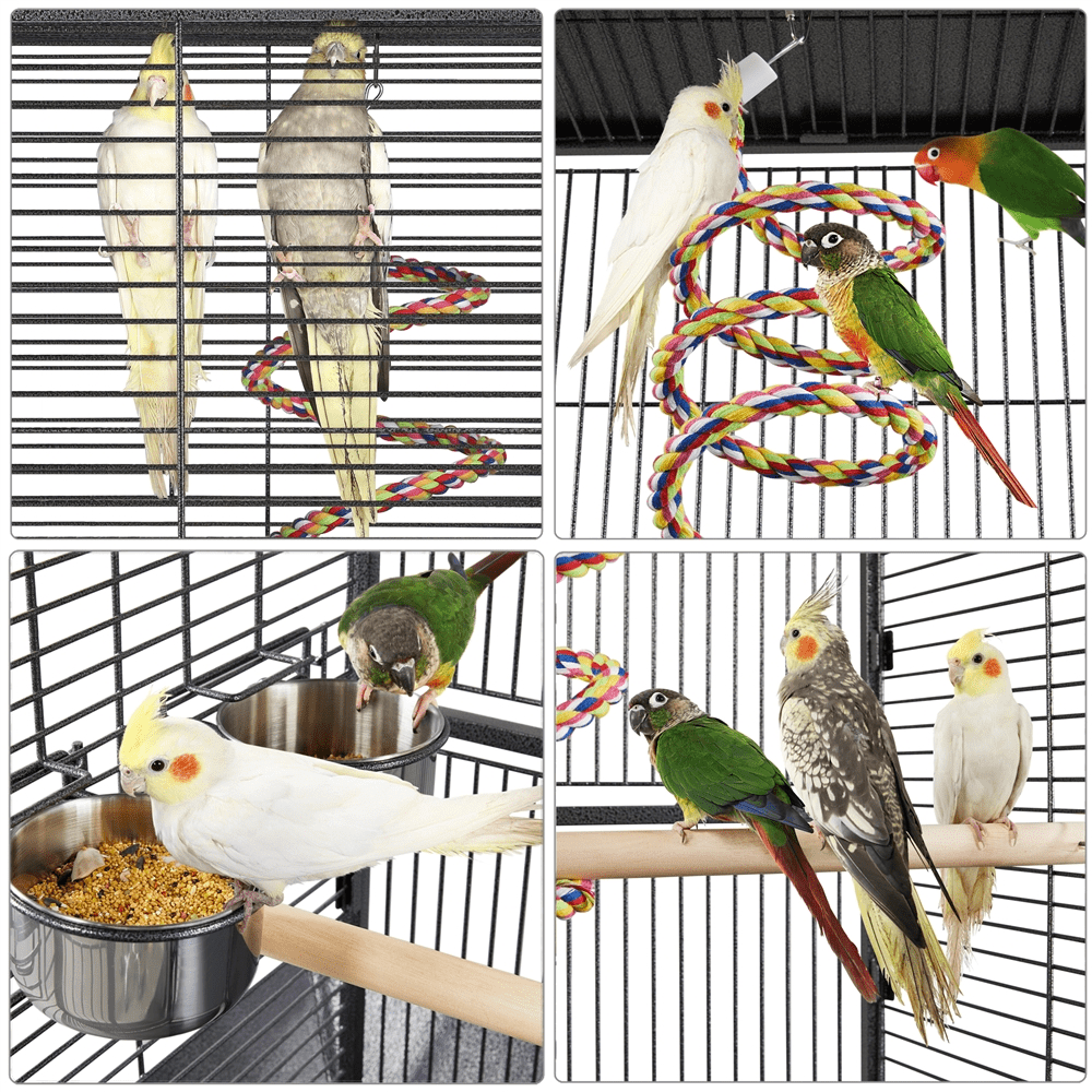 Renwick 61.5" Rolling Metal Bird Cage with Playtop, Black