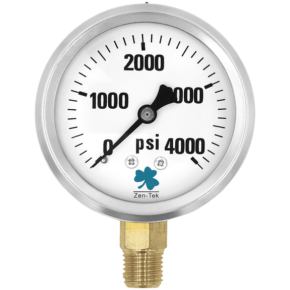 Zenport LPG4000 Glycerin Liquid Filled Pressure Gauge, 4000 PSI