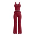 thumbnail image 4 of Telankuip Two Piece Workout Sets for Women Sleeveless V-Neck Racerback Tank Top Matching High Waist Flare Leg Yoga Pants Casual Solid Color Slim Fitted Gym Fitness Running Outfits XL, 4 of 4