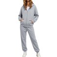 thumbnail image 2 of Sweat Sets for Women Long Sleeve Sweatshirt High Waist Jogging Pants 2 Piece Outfits Sweatsuits Fall Y2K Clothing Oversized Hoodie,Airport Travel Matching Outfit,Athletic Comfy Clothing Light Ashy, 2 of 7