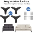 thumbnail image 2 of Patas para muebles de 7"/17,5 cm, 4 patas de metal modernas con forma de triángulo de diamante para muebles, repuesto para armario, sofá, sillón, otomana, 2 of 6